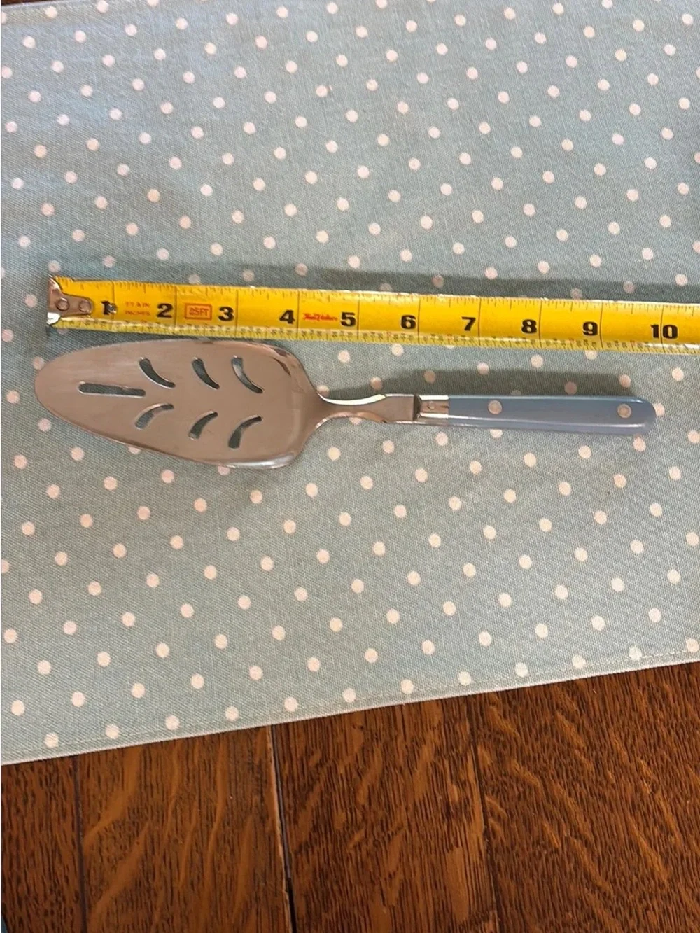 Vintage Washington Forge PIE server with stainless steel slotted head in Blue
